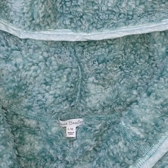 Vera Bradley Women's Eden Paisley Mint Fluffy Fleece Hooded Robe Size L/XL - Picture 2 of 6